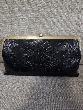 Hobo *RARE* Lauren Leather Embossed Kiss Lock Clutch Wallet